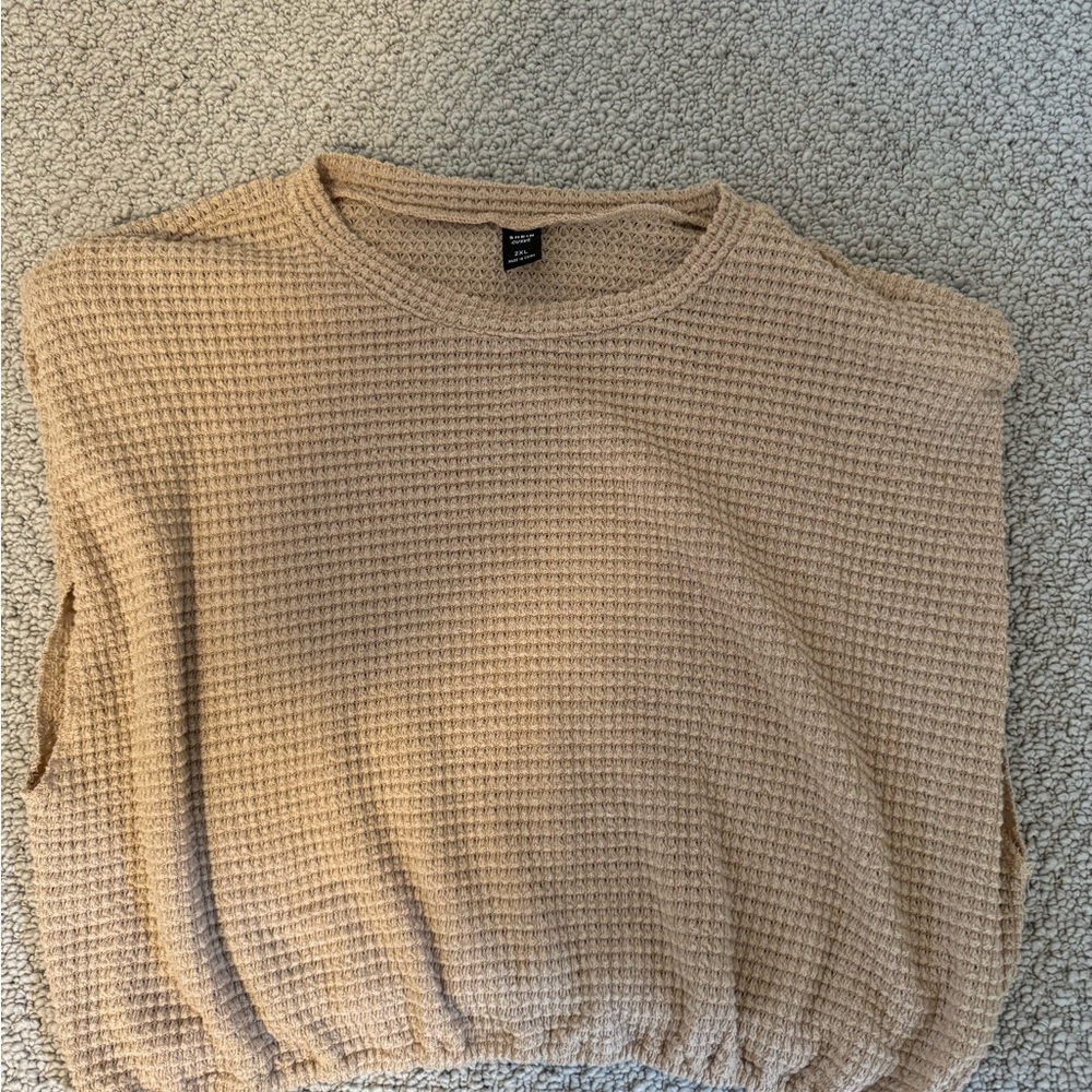 SHEIN Tan Waffle Knit Crop Top